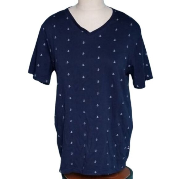 Men's Anchor T Tee Shirt Denim & Flower Ricky Singh Navy Blue White Small MAN'S - Picture 2 of 9